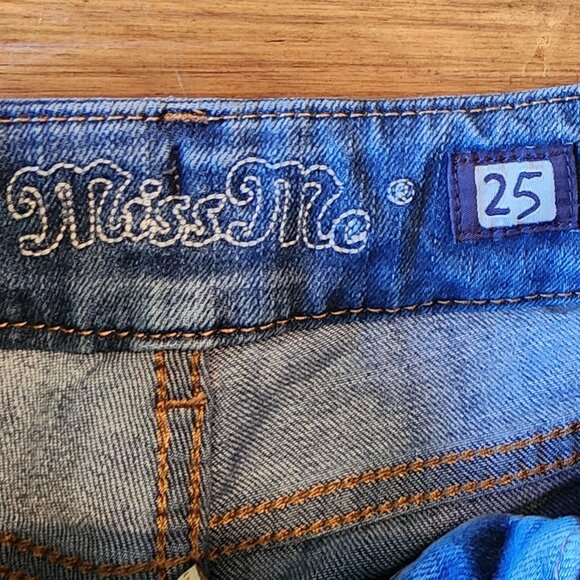Miss Me - Mid Rise Wide Leg Braided Waist Denim Rodeo Jeans Sz: 25 - Picture 7 of 9